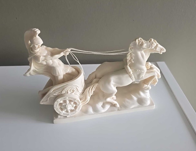 Vintage Roman Chariot & Gladiator Sculpture - A. Santini