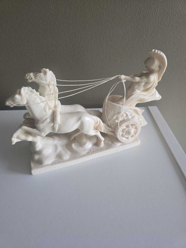 Vintage Roman Chariot & Gladiator Sculpture - A. Santini - photo 5