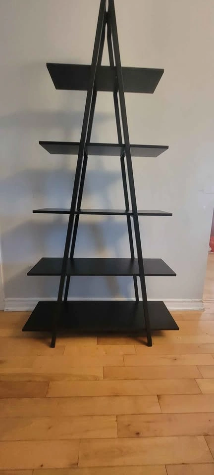 Black 5-Tier A-Frame Ladder Bookshelf - photo 3