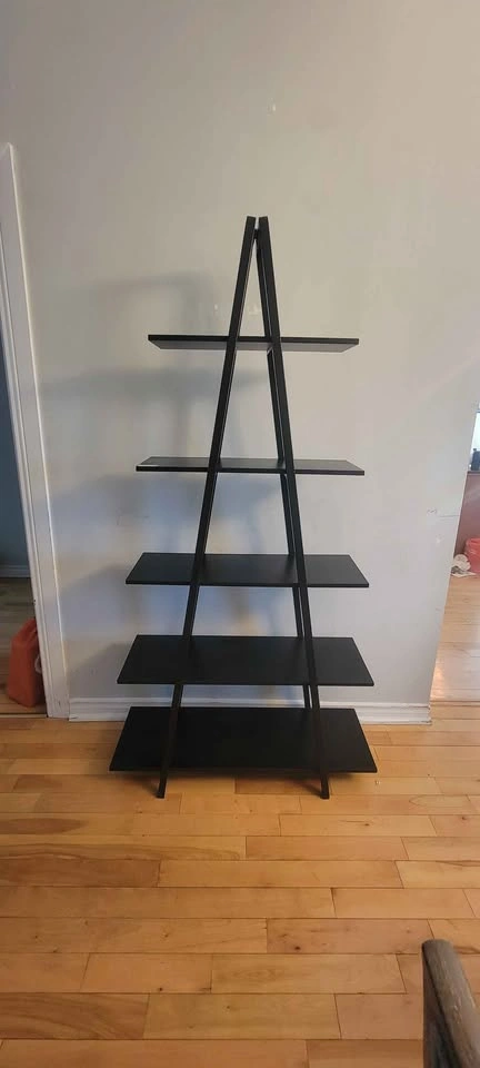 Black 5-Tier A-Frame Ladder Bookshelf - photo 4