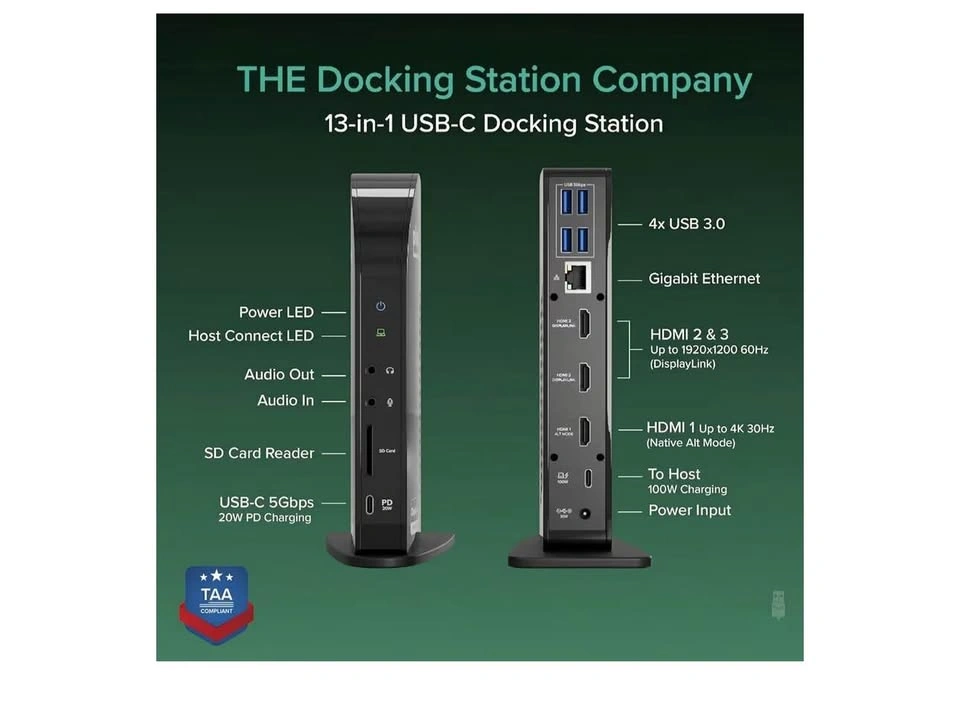 Plugable USB-C Triple Monitor Docking Station (UD-ULTCDL) - photo 3