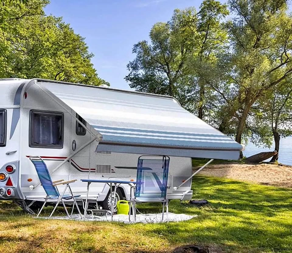 Suncode RV Awning Fabric Replacement 11’ – Blue Stripe