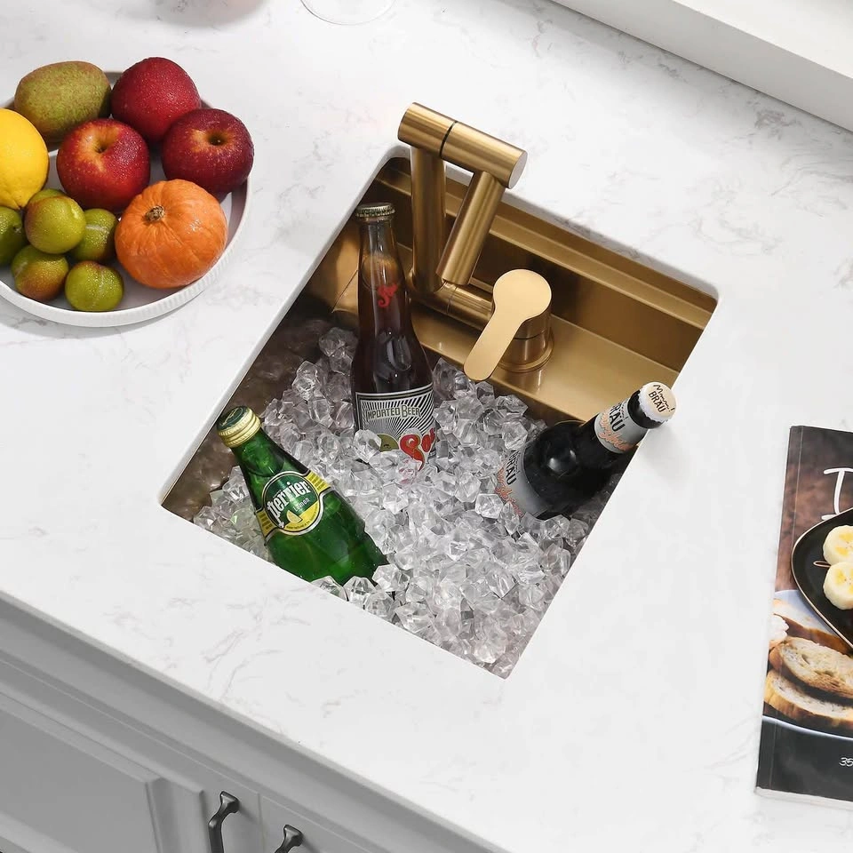 Gold RV Kitchen Sink Workstation with Faucet – 12” x 15” - photo 4