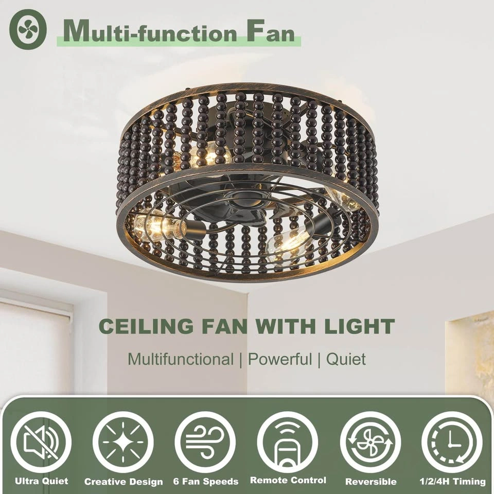 19” Caged Ceiling Fan with Lights & Remote – Beaded Fandelier - photo 2
