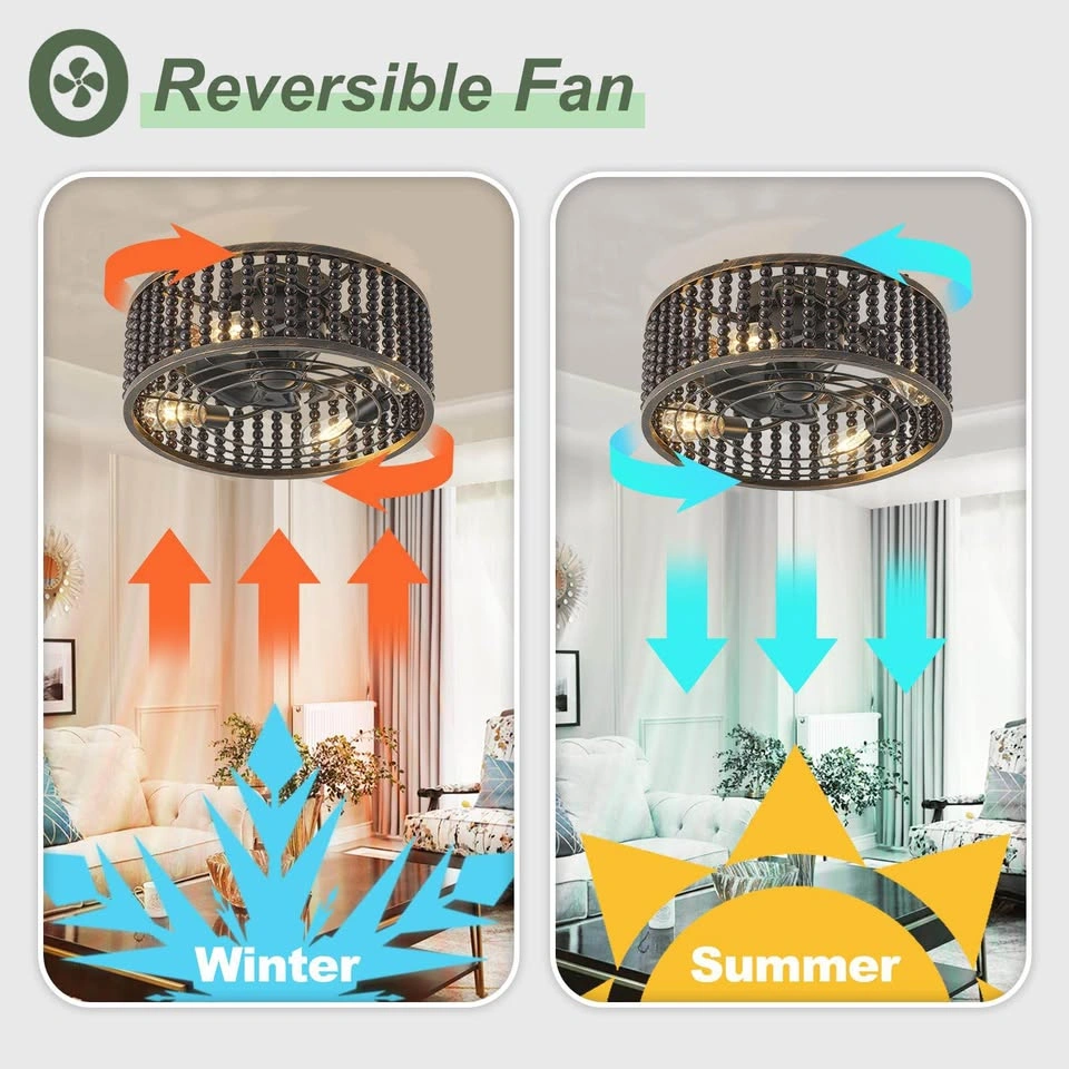 19” Caged Ceiling Fan with Lights & Remote – Beaded Fandelier - photo 3