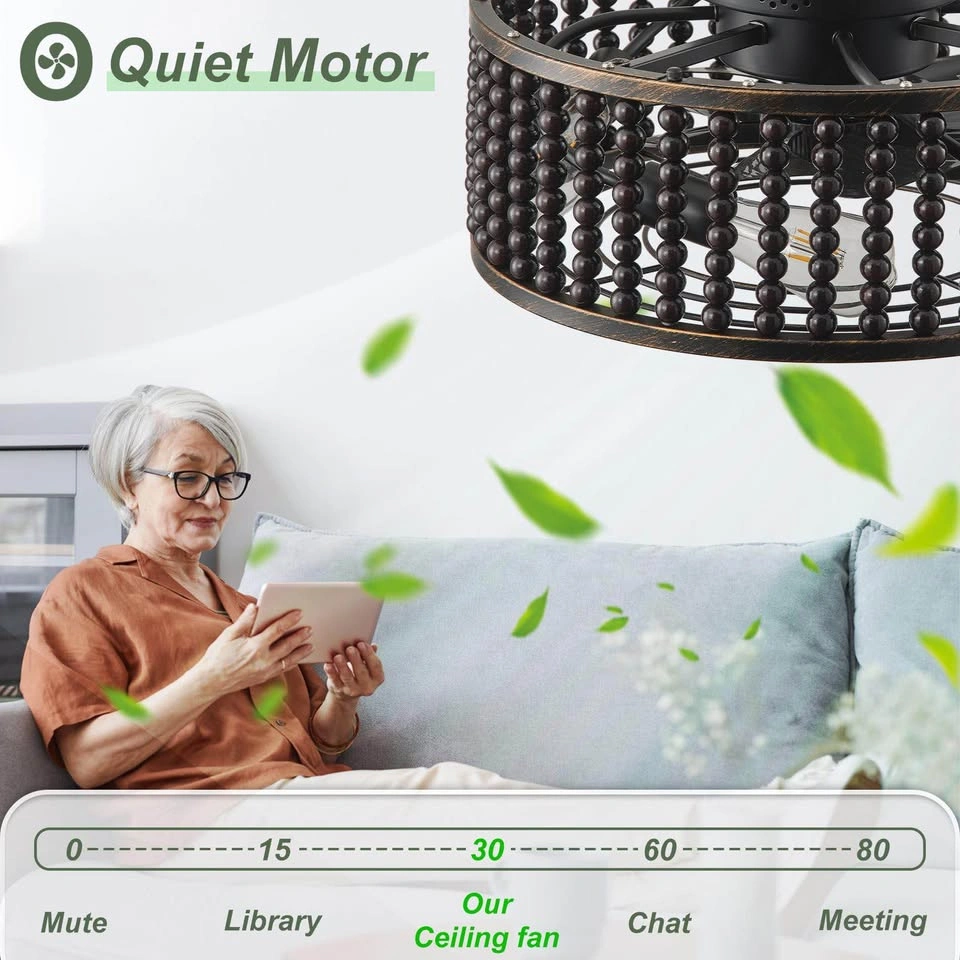 19” Caged Ceiling Fan with Lights & Remote – Beaded Fandelier - photo 4