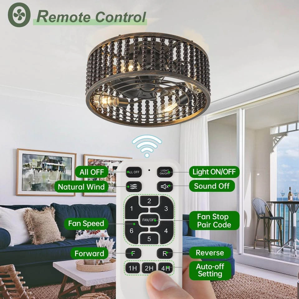 19” Caged Ceiling Fan with Lights & Remote – Beaded Fandelier - photo 5