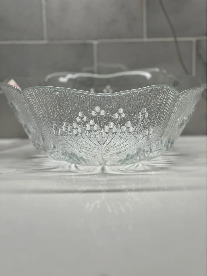 Vintage Dansk International Glass Floral Salad / Serving Bowl - photo 3