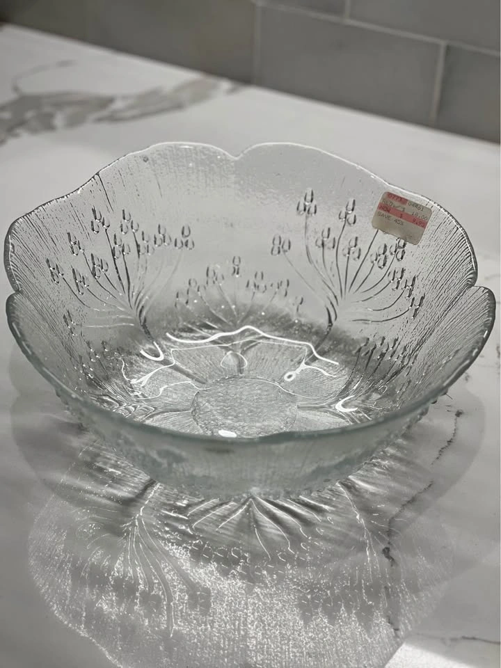 Vintage Dansk International Glass Floral Salad / Serving Bowl - photo 4