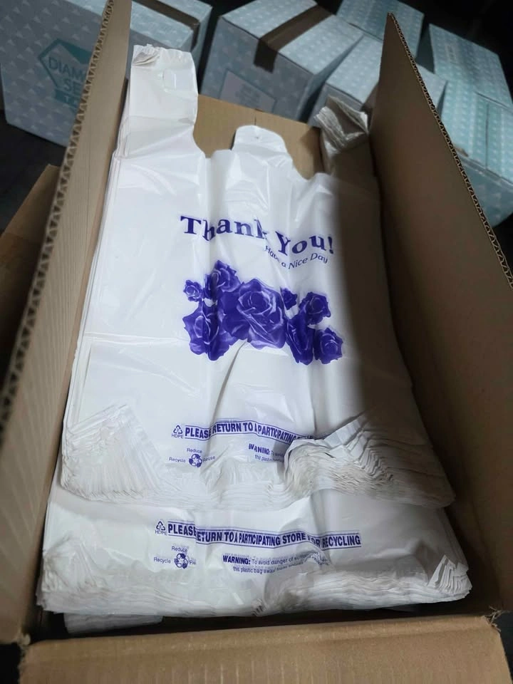 1/8 White Floral Print Thank You Shopping Bags 600 pcs - photo 2