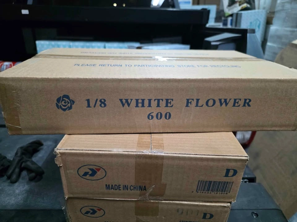 1/8 White Floral Print Thank You Shopping Bags 600 pcs - photo 3