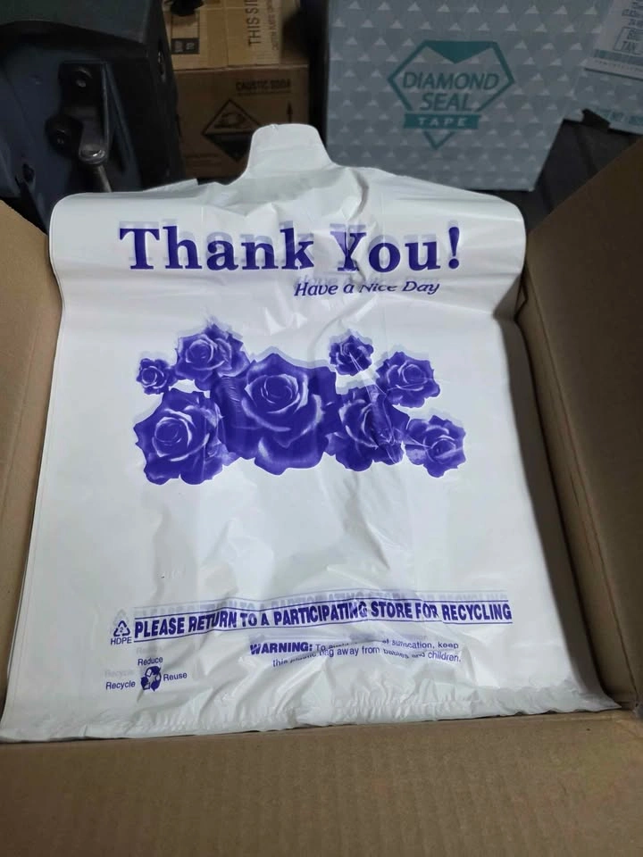 1/6 White Floral Print Thank You Shopping Bags 400 Pieces - photo 2