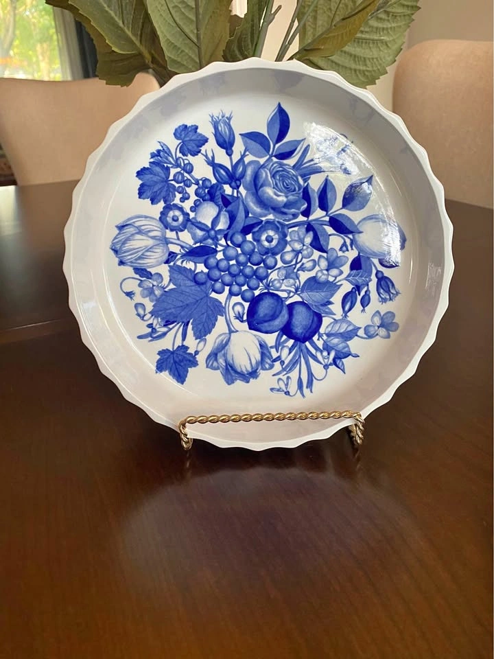 Rare Vintage Portmeirion Harvest Blue 8 1/4 inch Quiche Dish