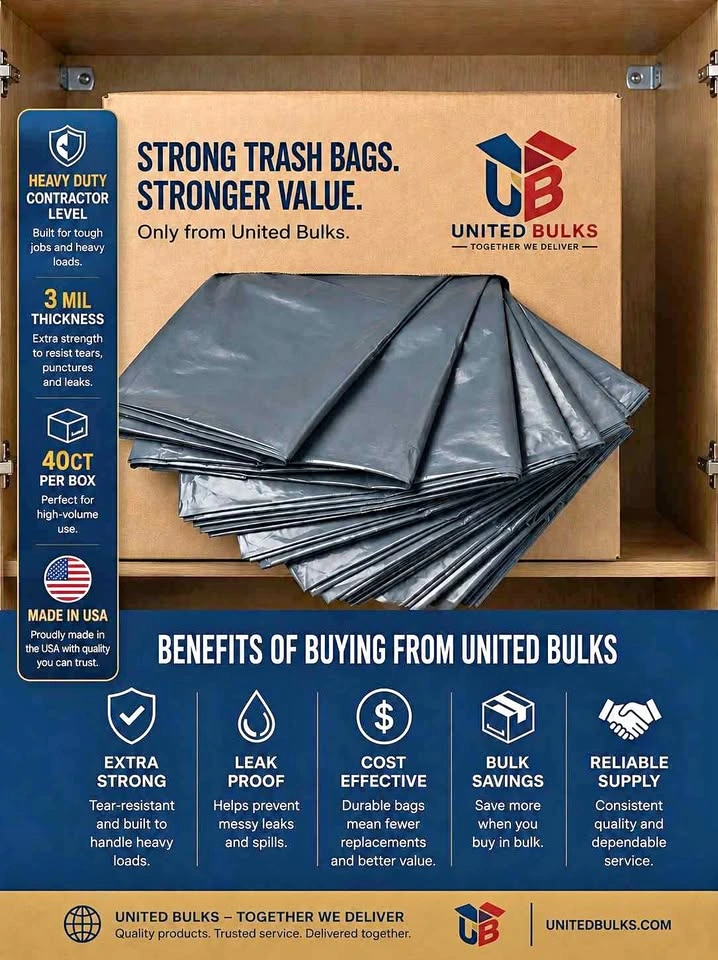 40ct 3.0 Mil Heavy Duty Contractor Trash Bags