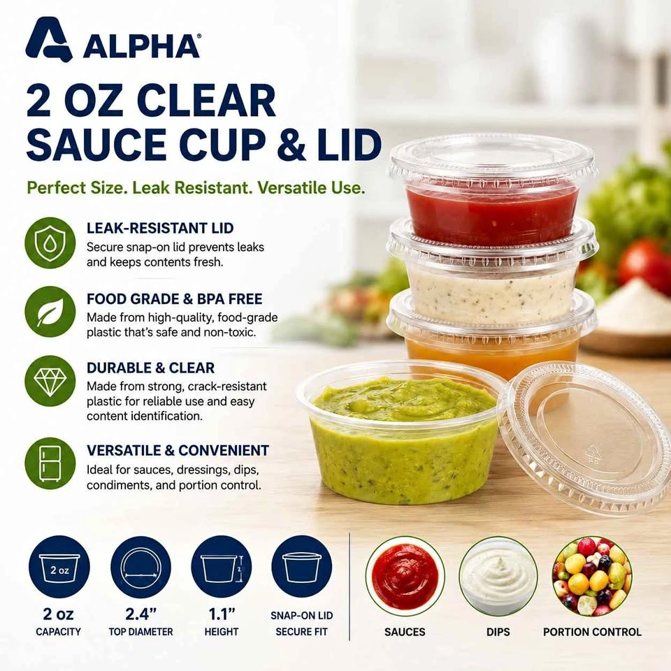 Alpha 2 oz Clear Sauce Cup Lid - 100ct