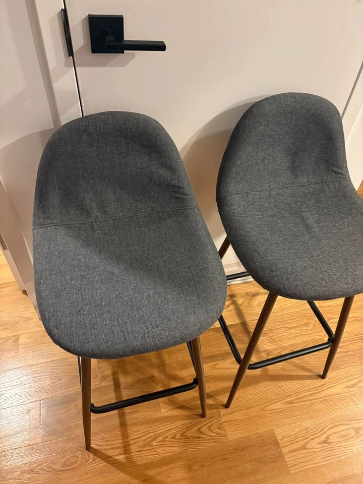 Pair of Grey Fabric Bar Stools - photo 3