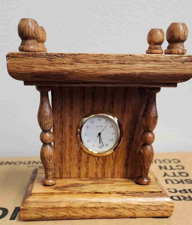 Oak Wood Pedestal Clock