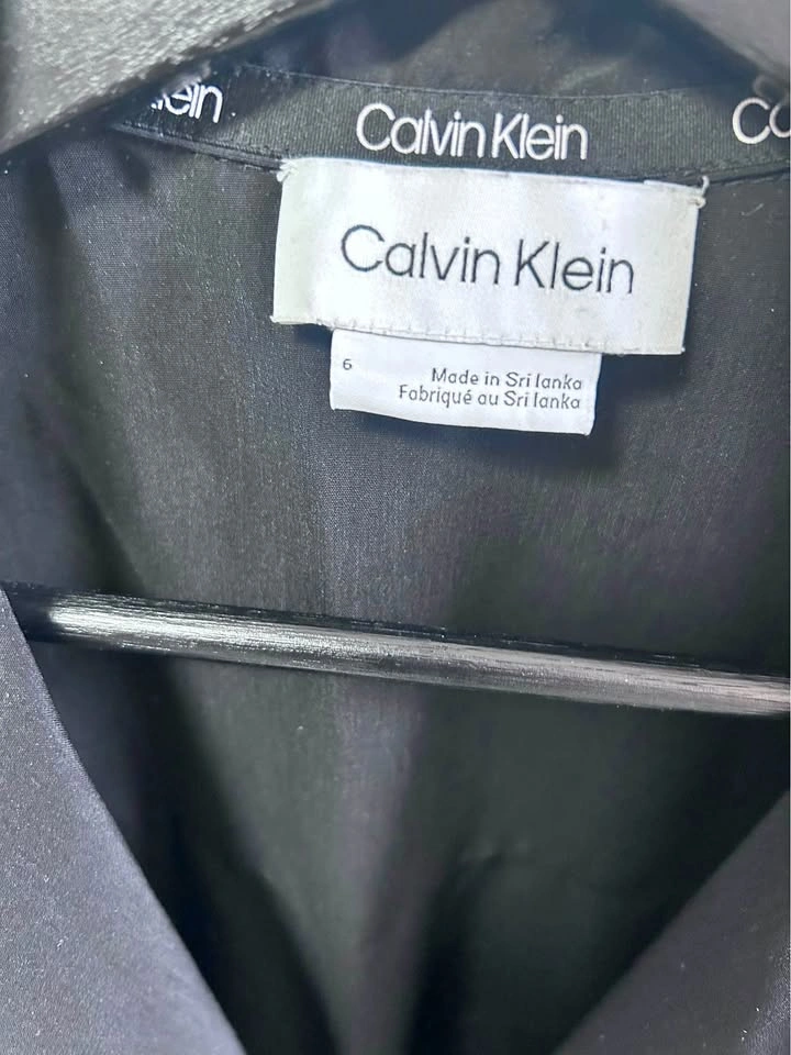 Calvin Klein black tie-front midi dress size 6
