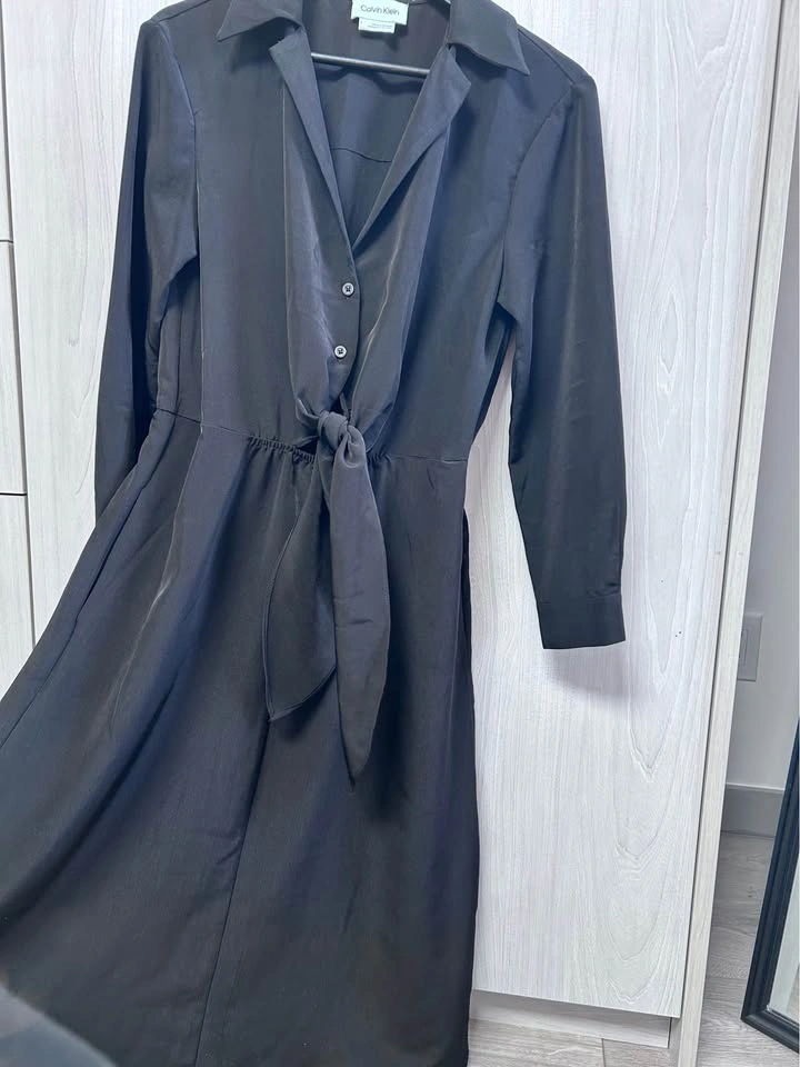 Calvin Klein black tie-front midi dress size 6 - photo 2