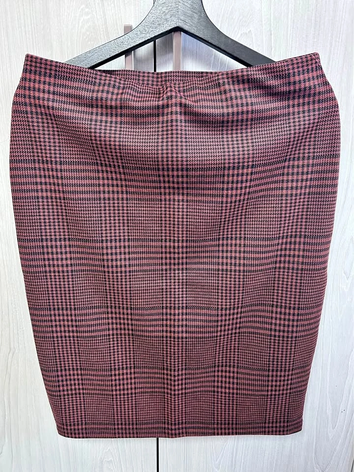 Koton XL Rust Black Plaid Pencil Skirt