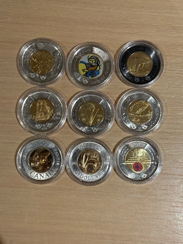 Royal Canadian Mint Two Dollar Coins Set