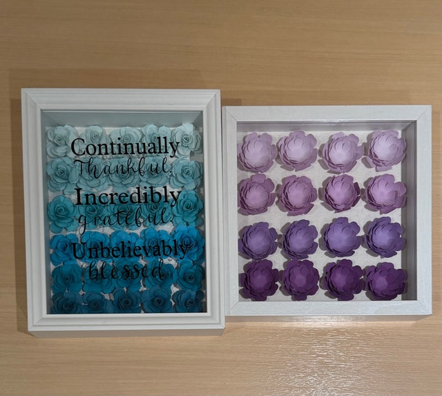 Set of Two Handmade Floral Shadow Boxes