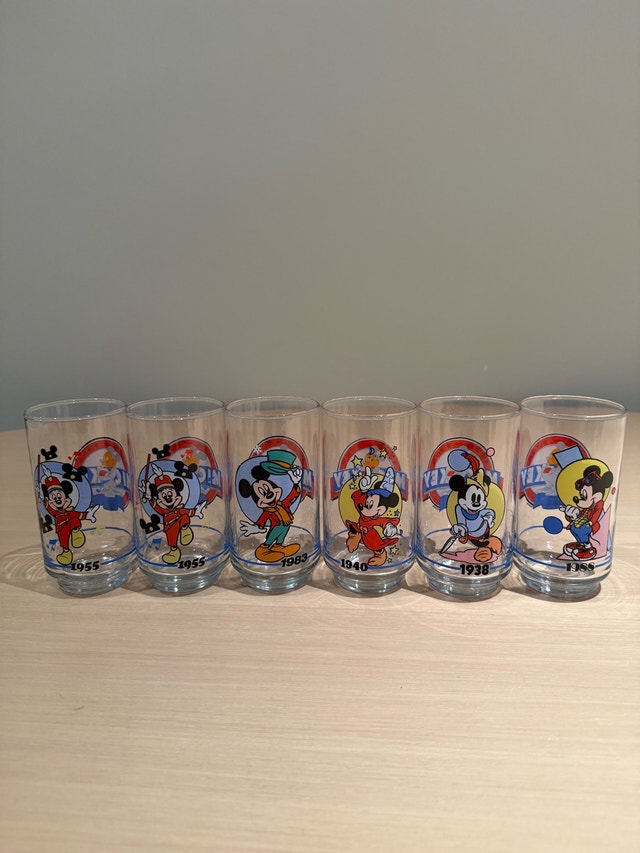 Disney Mickey Mouse 60th Anniversary Vintage Glasses