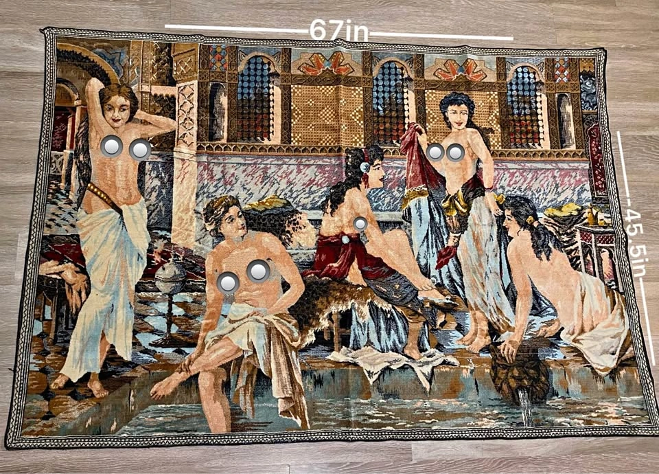 Vintage Turkish velvet wall rug