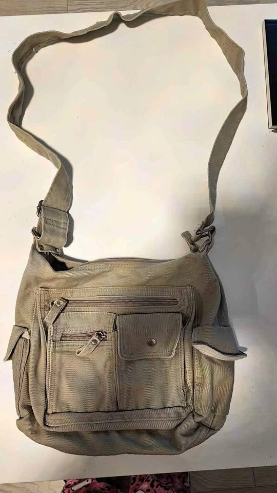 Canvas Crossbody Bag with Multiple Pockets
