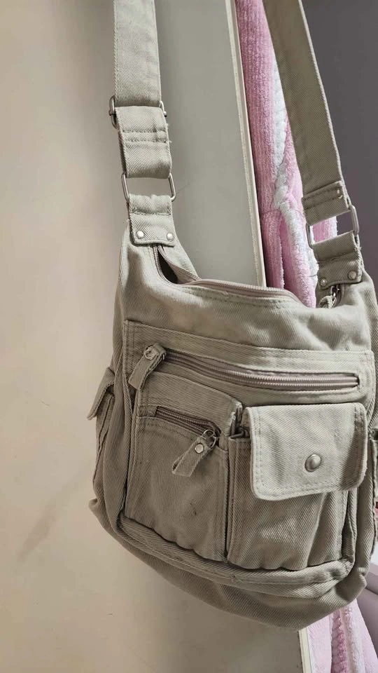 Canvas Crossbody Bag with Multiple Pockets - photo 3