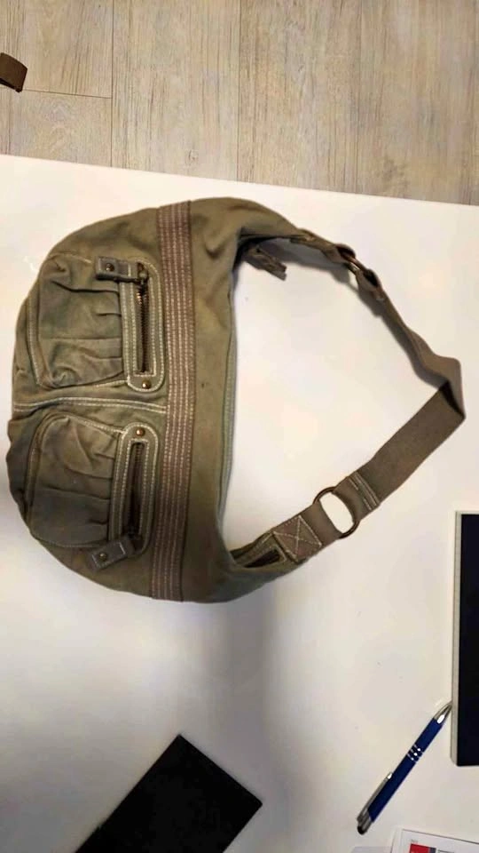 Green Canvas Hobo Shoulder Bag