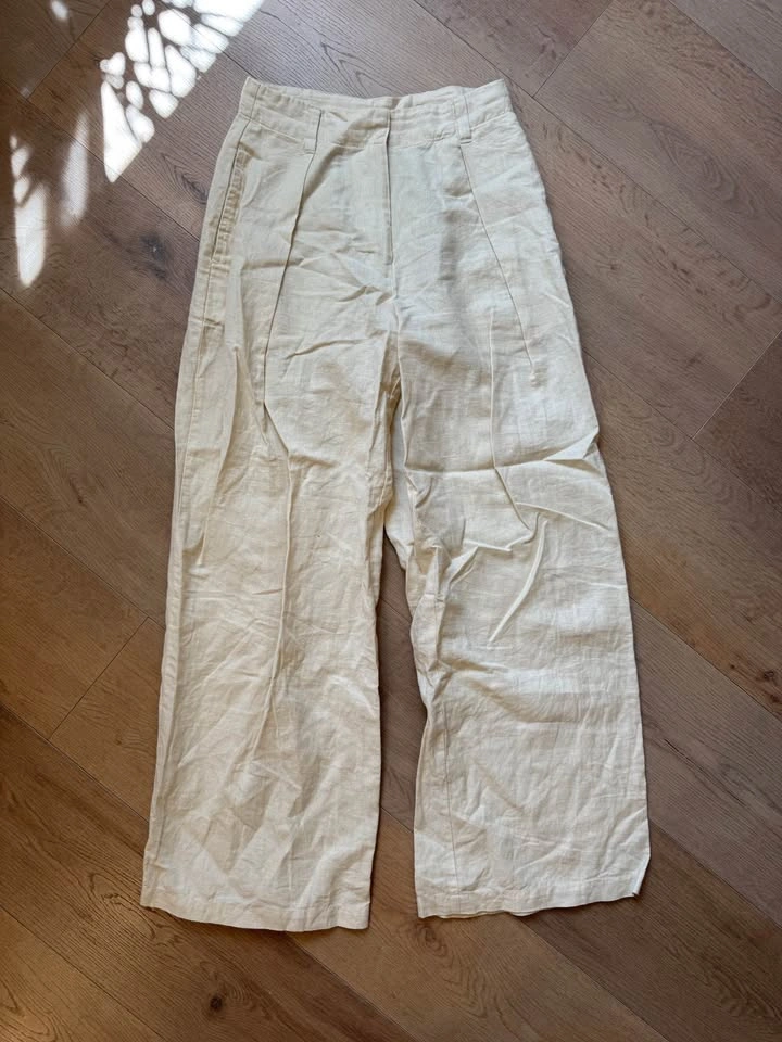 OAK FORT Beige linen wide-leg pants - photo 2