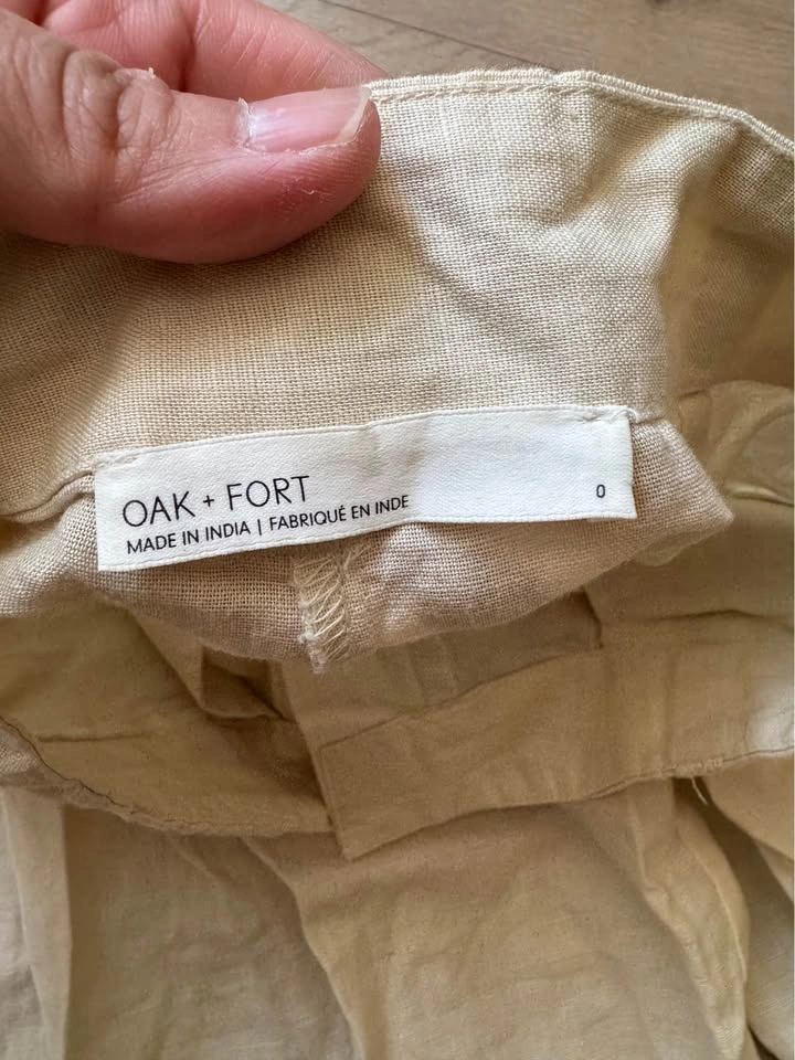 OAK FORT Beige linen wide-leg pants - photo 4