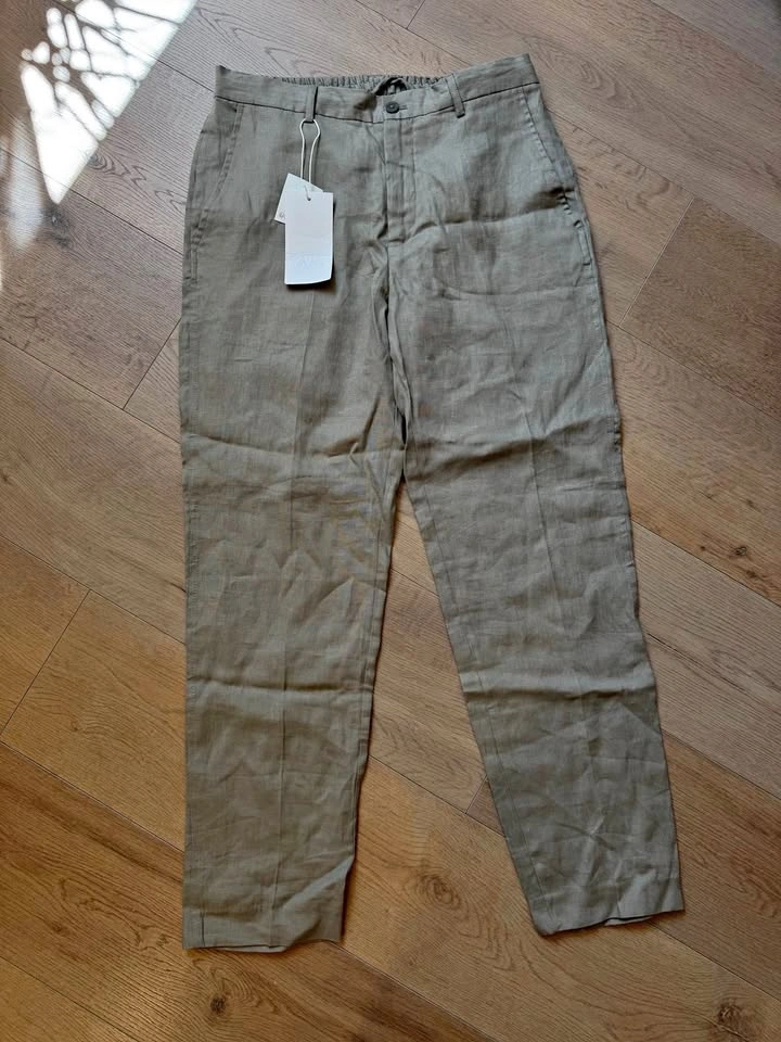 BNWT ZARA Men Sage green 100% linen pants