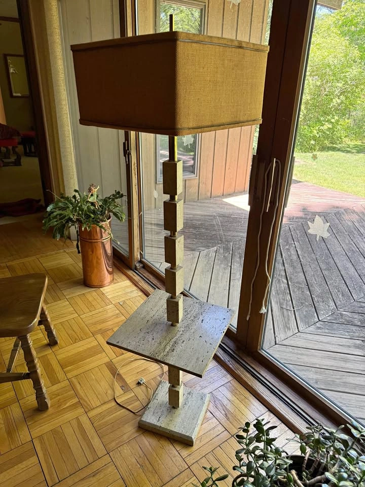 Vintage 1970’s Hollywood Regency Floor Lamp With Table