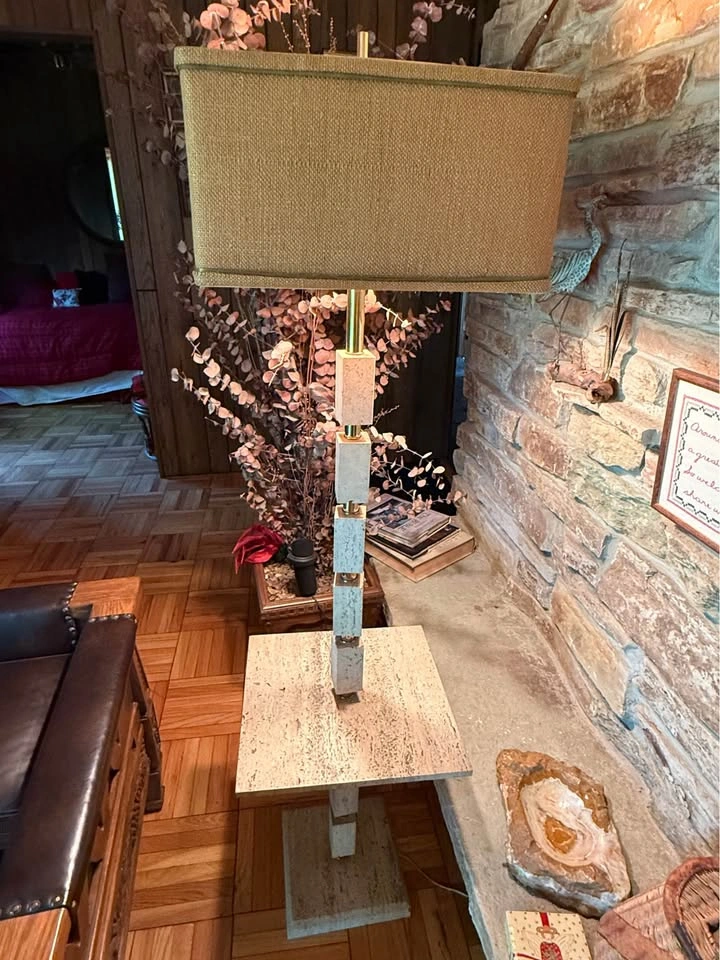 Vintage 1970’s Hollywood Regency Floor Lamp With Table - photo 2