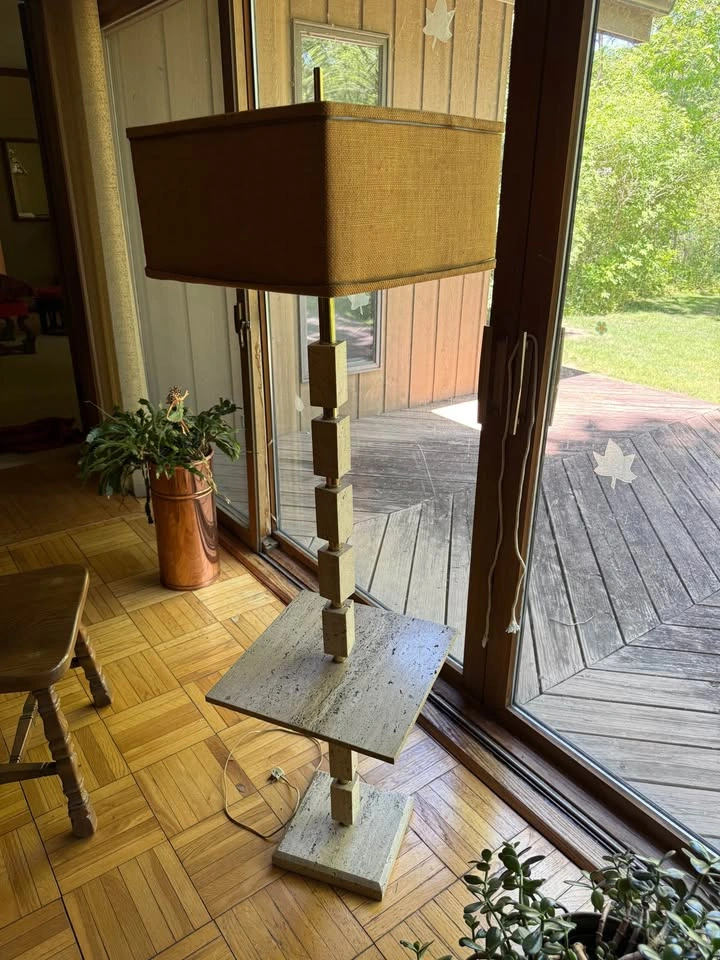 Vintage 1970’s Hollywood Regency Floor Lamp With Table - photo 5