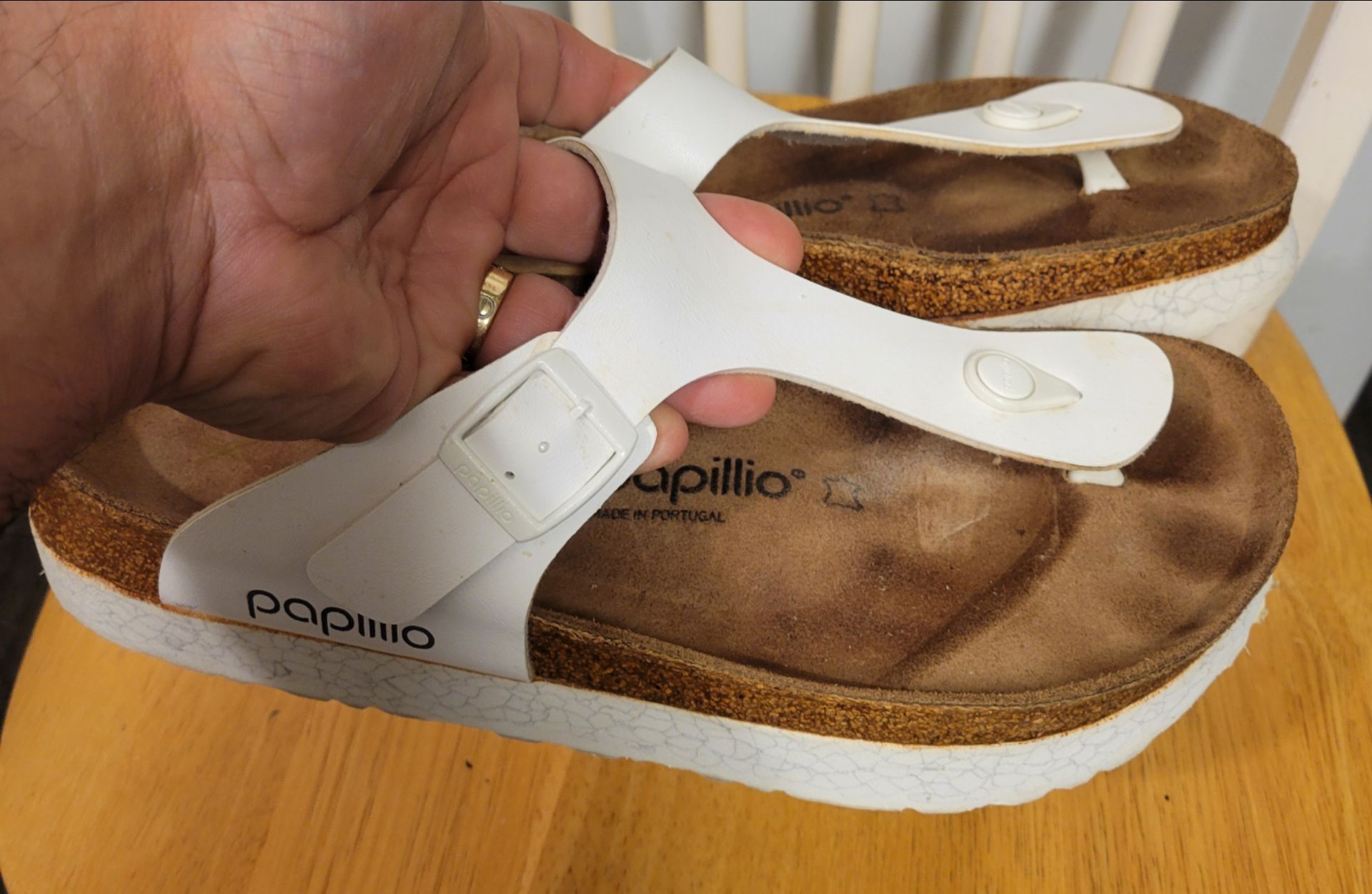 Birkenstock PAPILLIO Gizeh Vegan Platform Sandals White Size 8