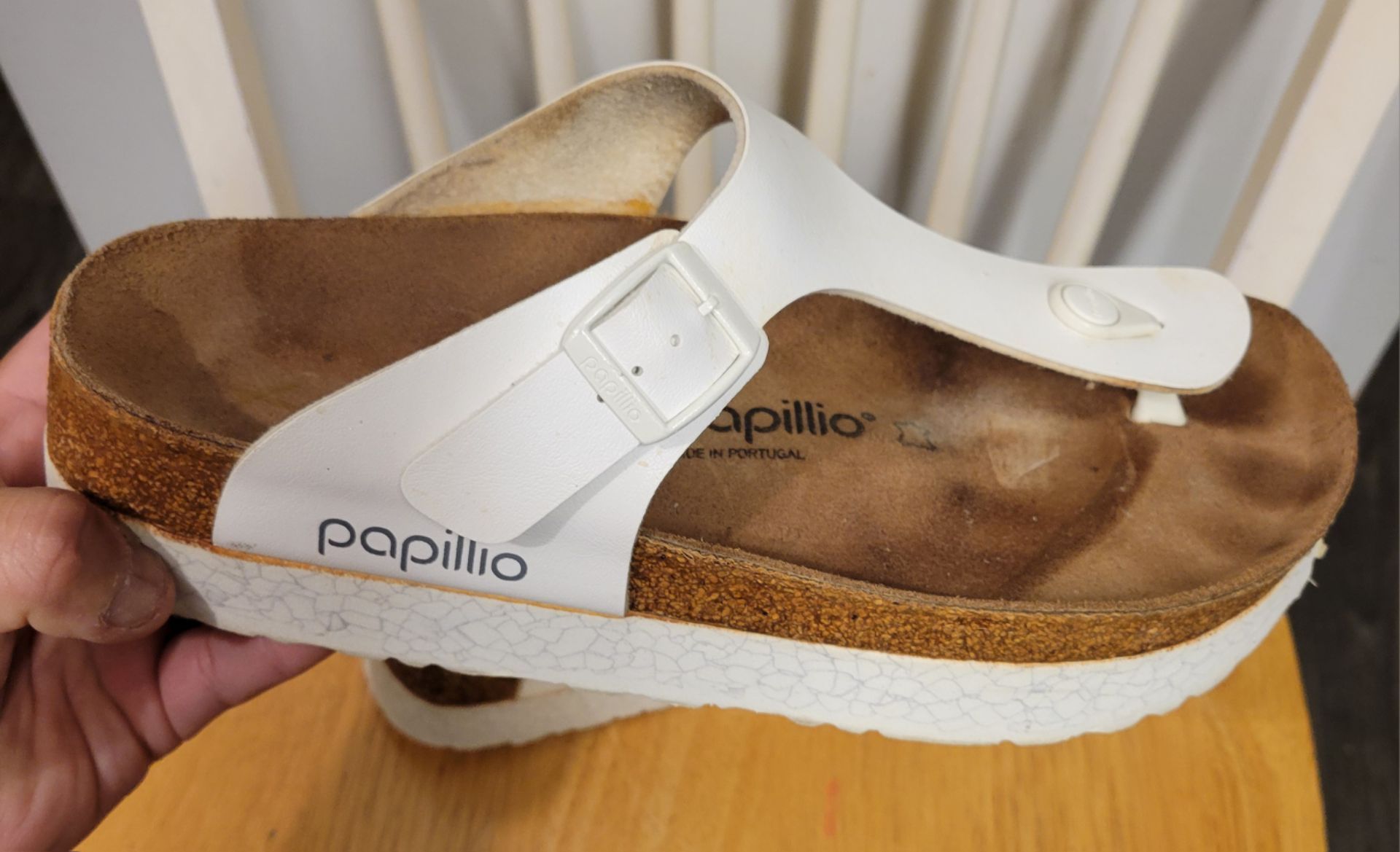 Birkenstock PAPILLIO Gizeh Vegan Platform Sandals White Size 8 - photo 3