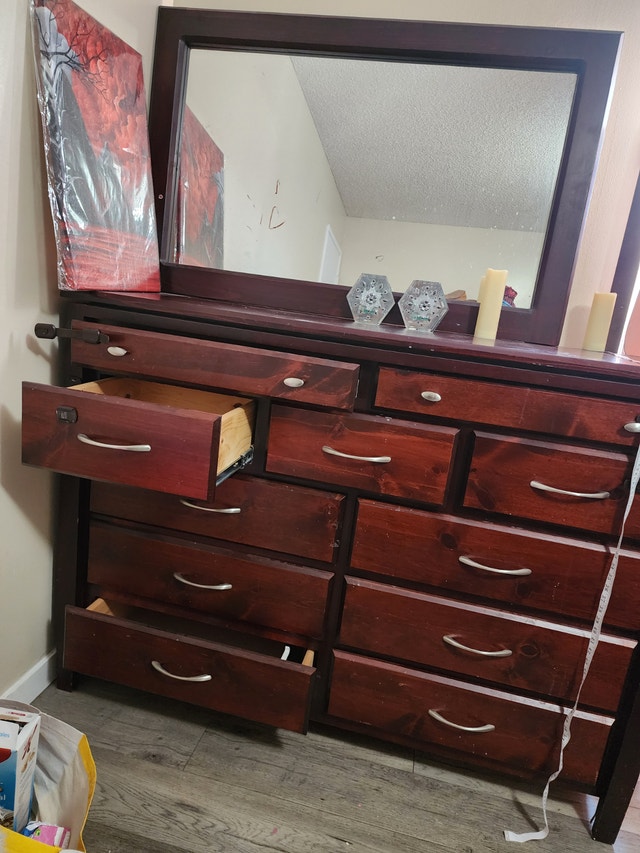 Dark Wood Dresser with Mirror