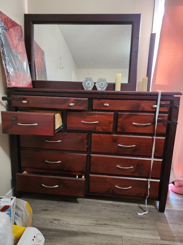 Dark Wood Dresser with Mirror - photo 2