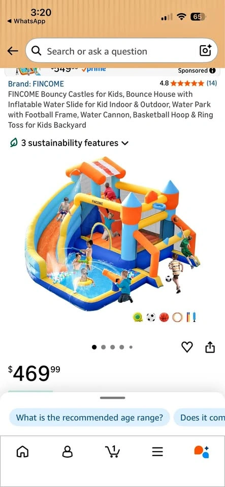 FINCOME Bouncy Castle Inflatable Water Slide Water Park