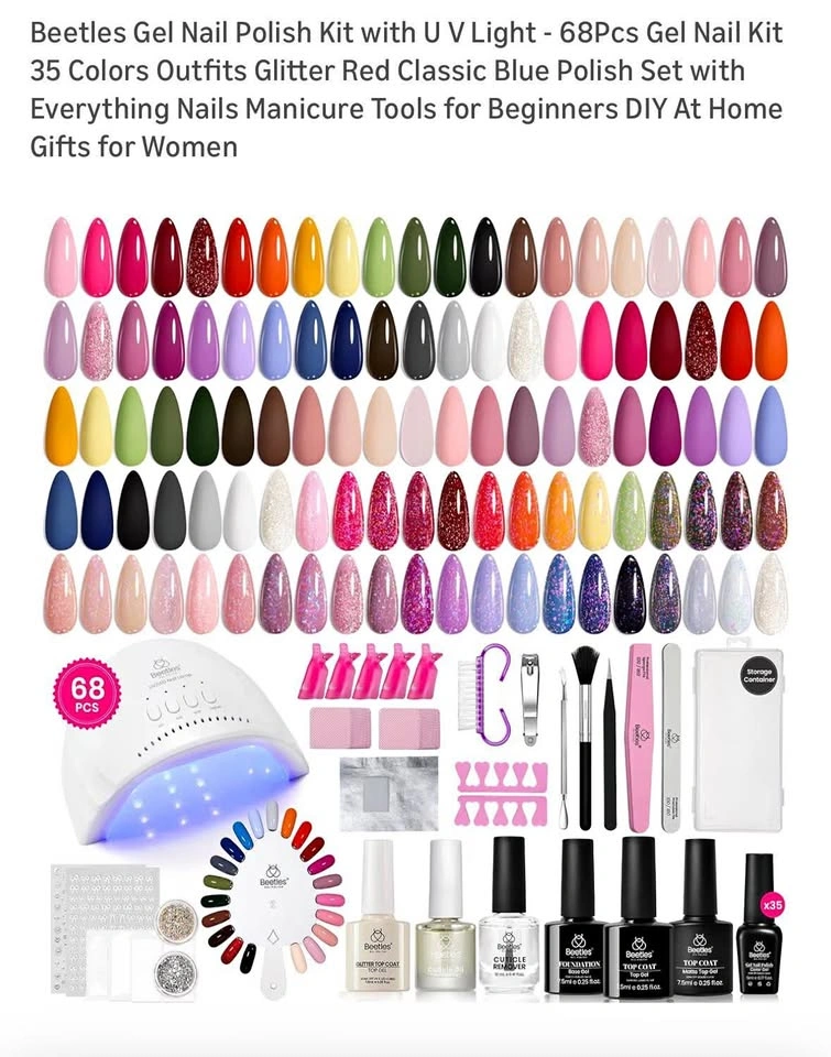 Beetles Gel Nail Polish Kit with UV Light 68pc Set