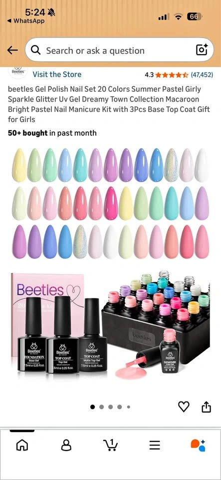 Beetles Gel Polish Nail Set 20 Colors Summer Pastel Glitter