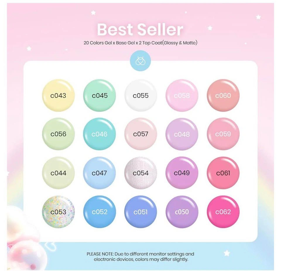 Beetles Gel Polish Nail Set 20 Colors Summer Pastel Glitter - photo 2