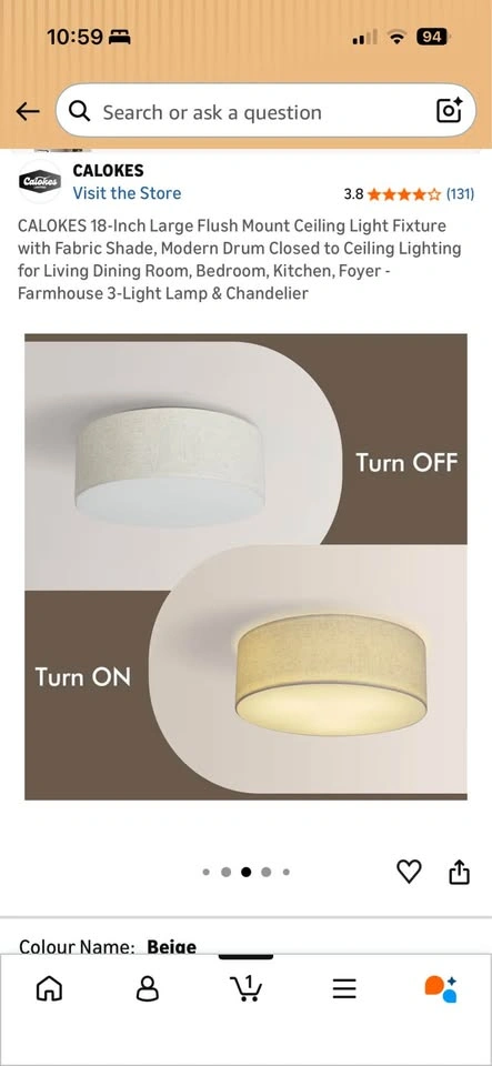 CALOKES 18-inch Modern Drum Ceiling Light Fixture - photo 2