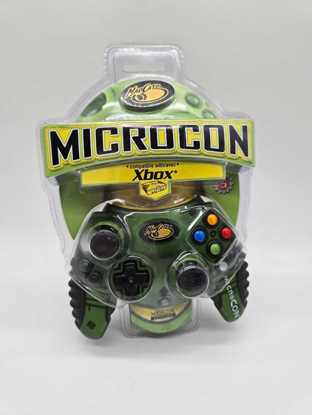New Sealed MadCatz Original Xbox Green & Black Wired Controller