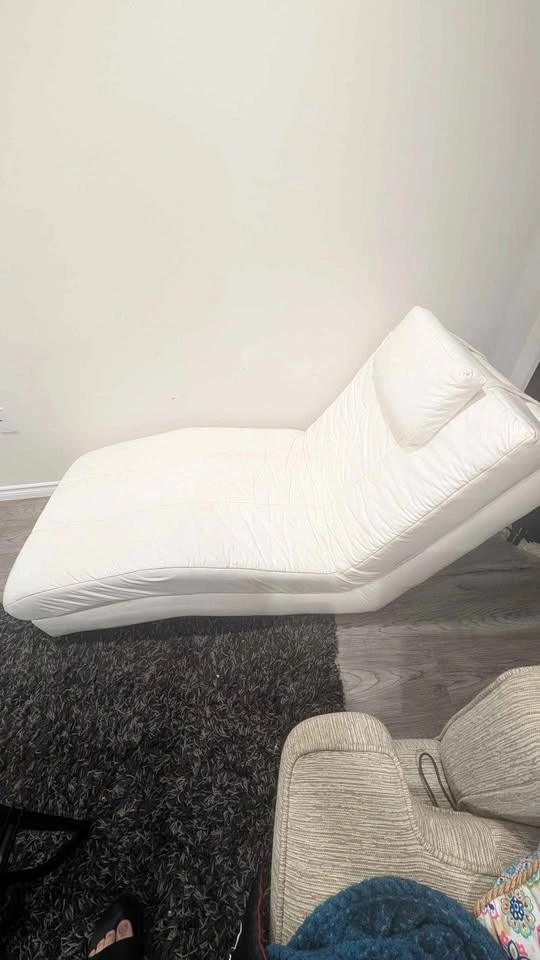 White Faux Leather Chaise Lounge Chair
