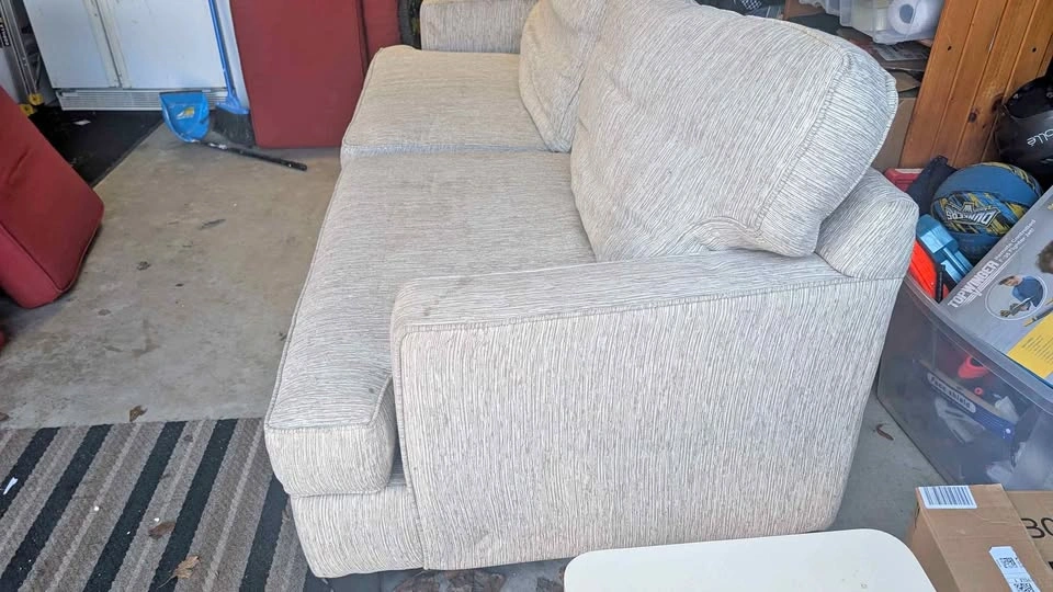 Beige Textured Fabric Sofa