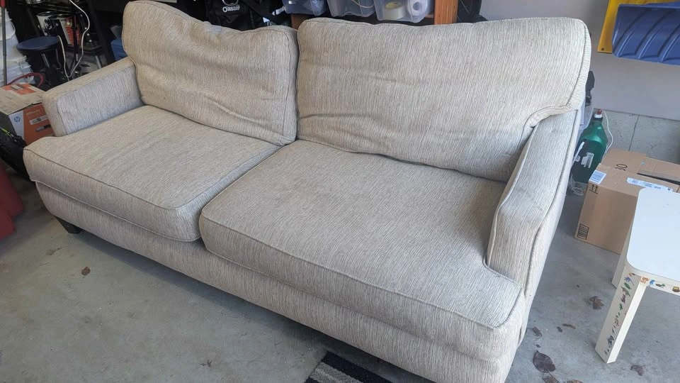 Beige Textured Fabric Sofa - photo 2